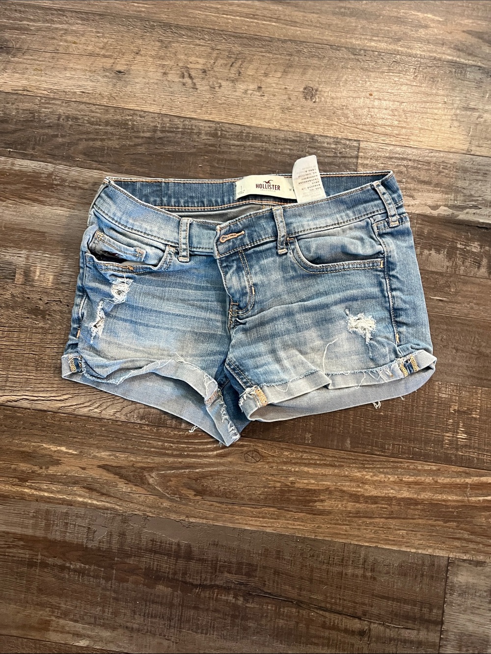 Hollister Light Wash Distressed Denim Jean Shorts